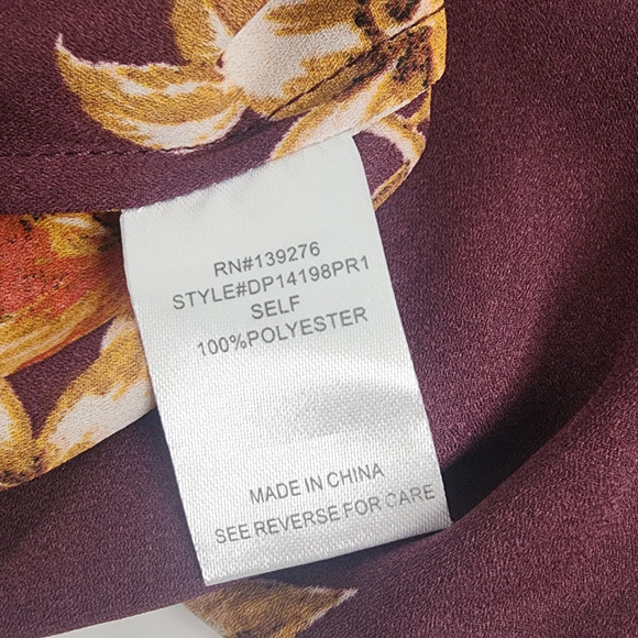 Daniel Rainn Fall Boho Floral Print Burgundy High Low Tunic Women's Size PXS NWT - Picture 8 of 8